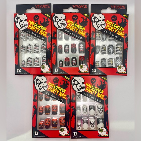 Halloween Press-On Nails - Lot of 5 sets 💀🎃🕸️🕷️👻 - Picture 1 of 7